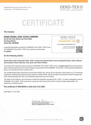 OEKO-TEX Certification - 21.0.85934